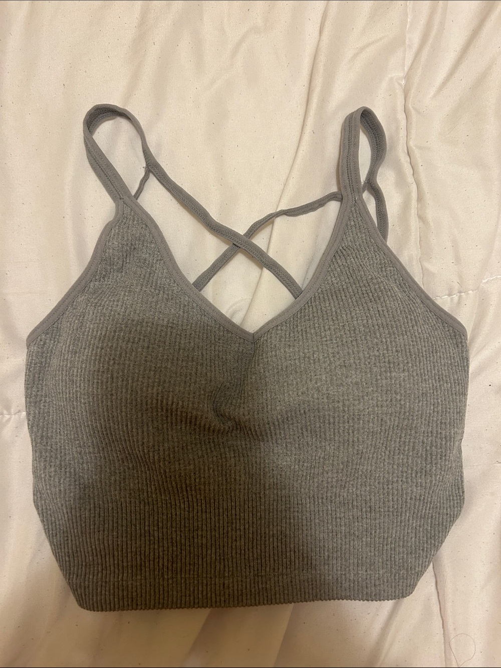 Lemon Grey Ribbed Scoop Bralette